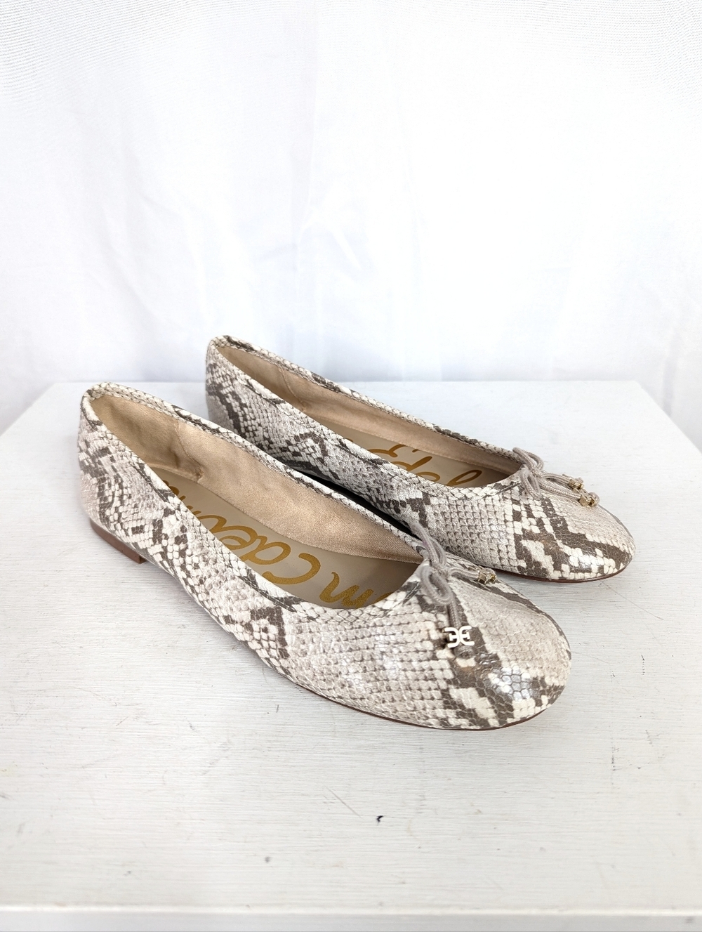 Sam Edelman Flora Snakeskin Python Embossed Faux Leather Ballet Flats - 9